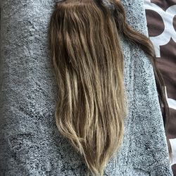 2 Ponytails Blonde Human Hair