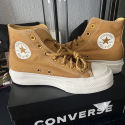 Converse Womens All Star Lift Hi Burnt Honey/Thrift Shop-Yellow 