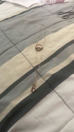 Rose Gold Necklace and Ring Jewelry Set