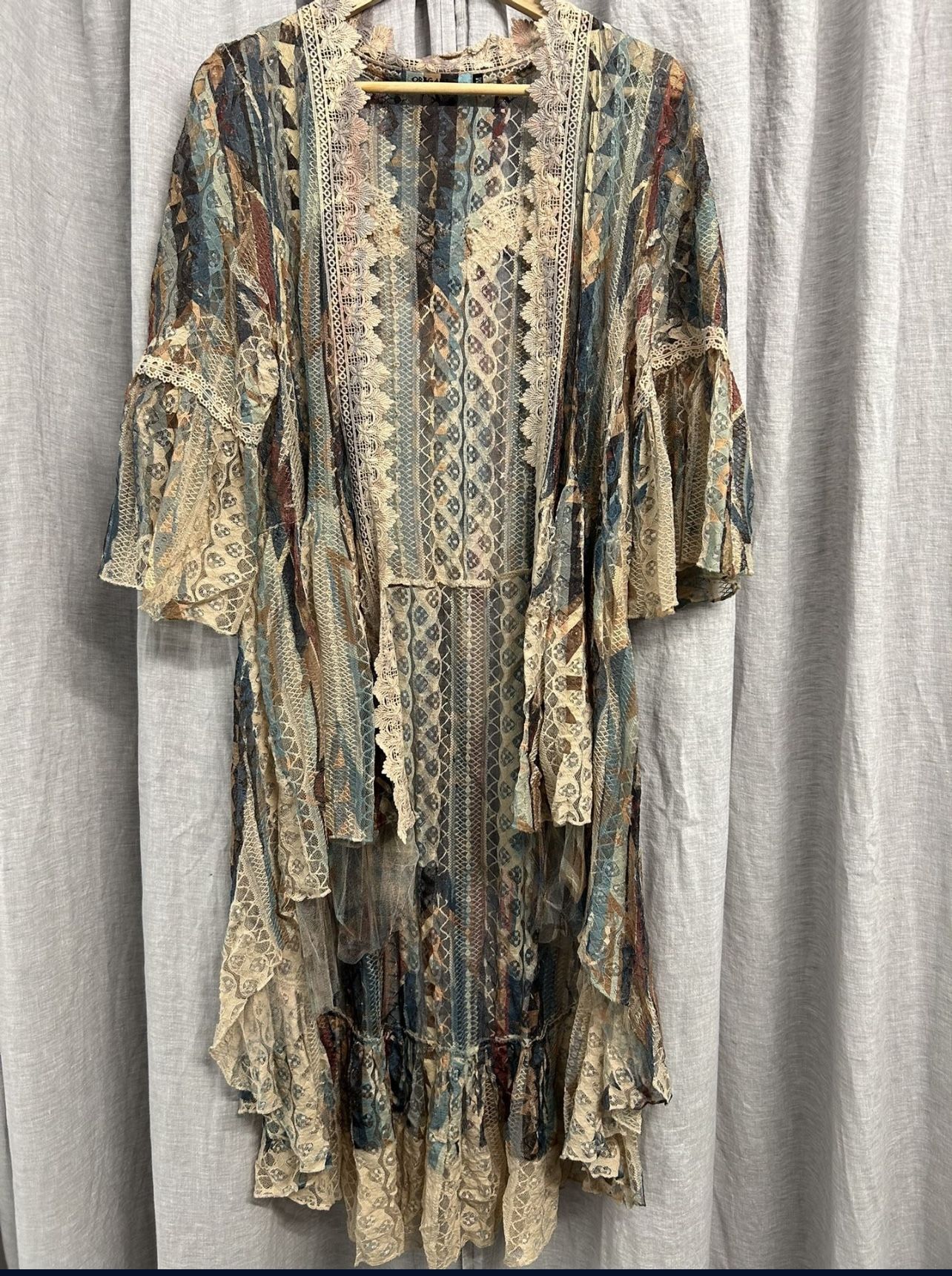 Origami Lace Duster Cardigan M