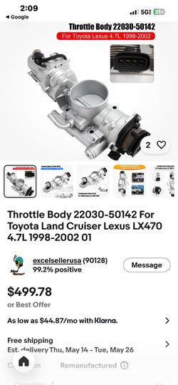 Throttle Body 22030-50142 For Toyota Land Cruiser Lexus LX470 4.7L 1(contact info removed) 01