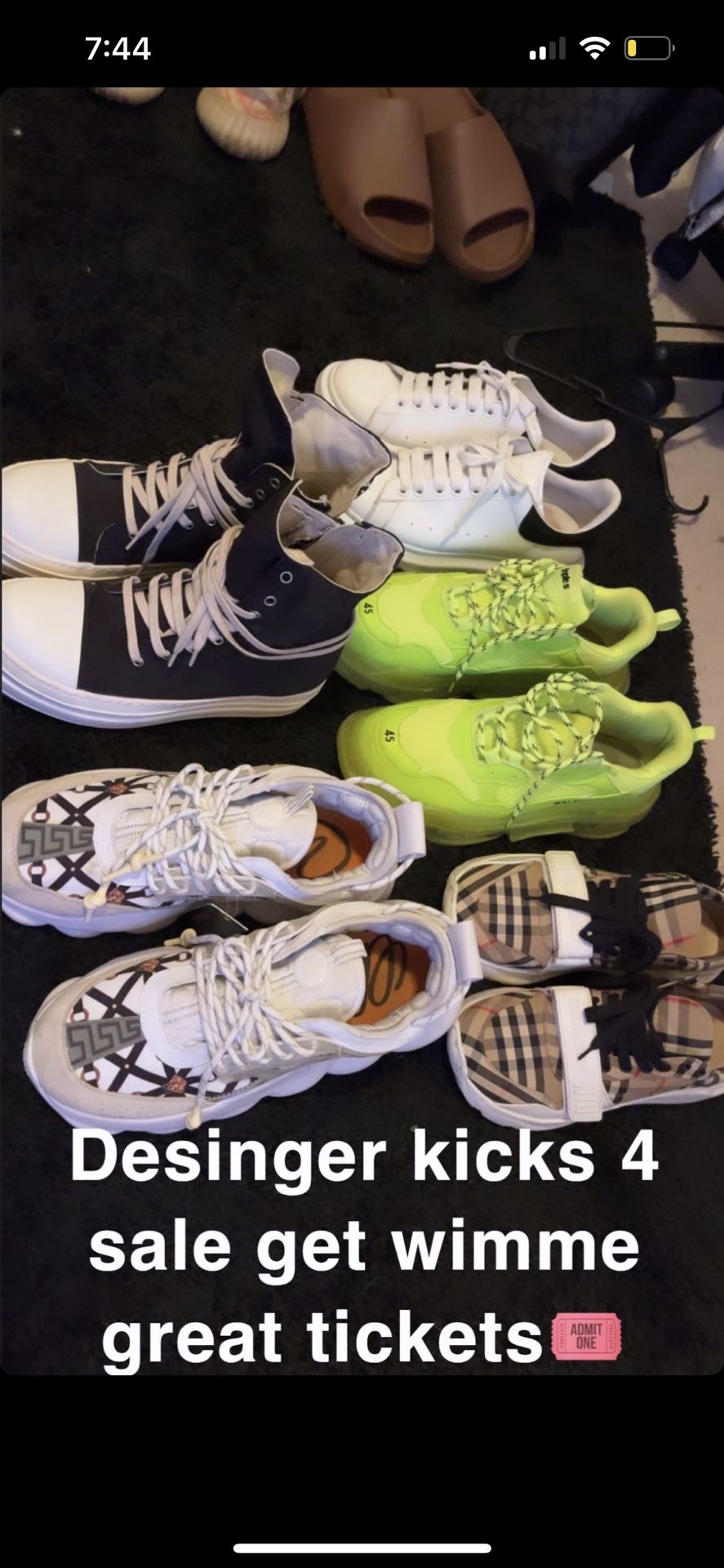 Designer Kicks Burberry Versace Rick Owens Mcqueens Balenciaga