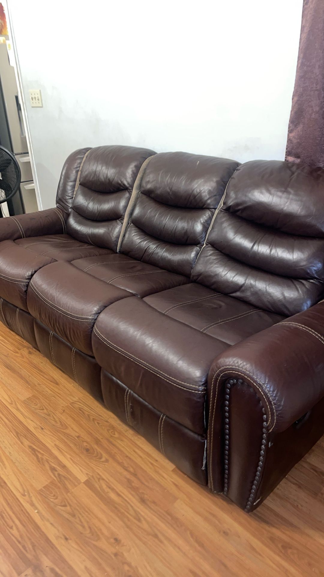 Brown Leather Reclining Couch