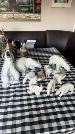 Vintage Royal Copenhagen / Bing & Grøndahl / Lladró Polar Bear Porcelain Collection – 11 Pieces