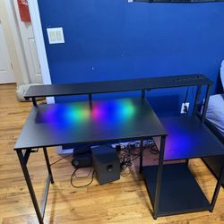 Computer Desk With LED-practically New!