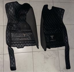 Tesla Model 3 custom front leather weather mats-used