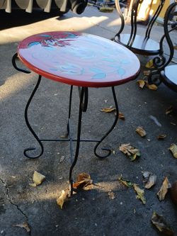 Hand-Painted Ceramic Top Accent Table