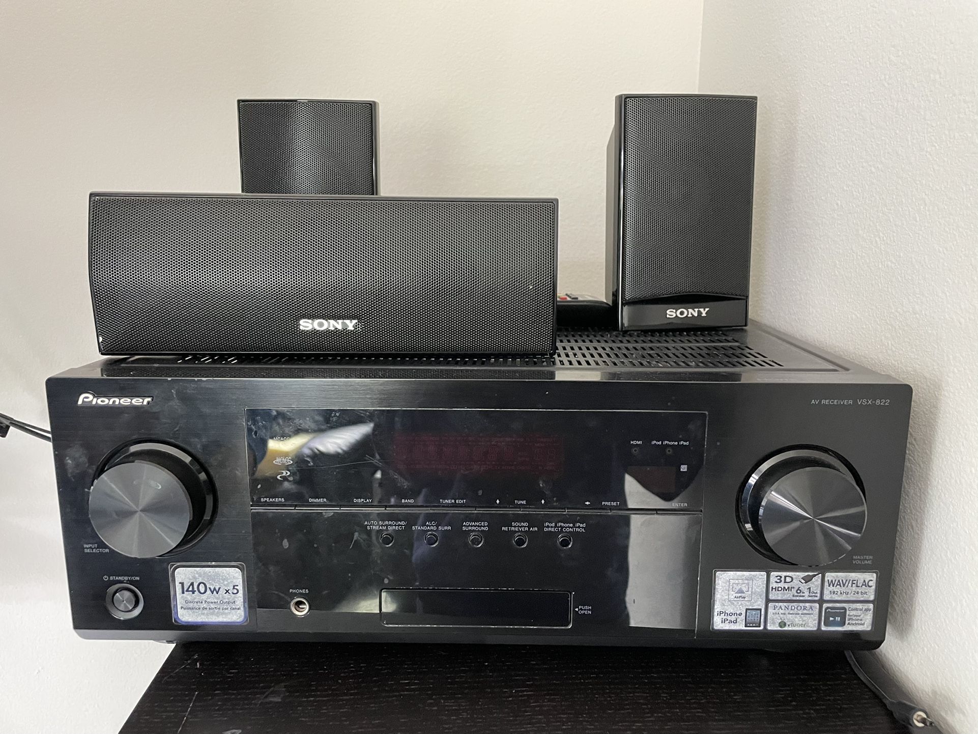 Pioneer VSX 822 Receiver + 5 Sony Speakers