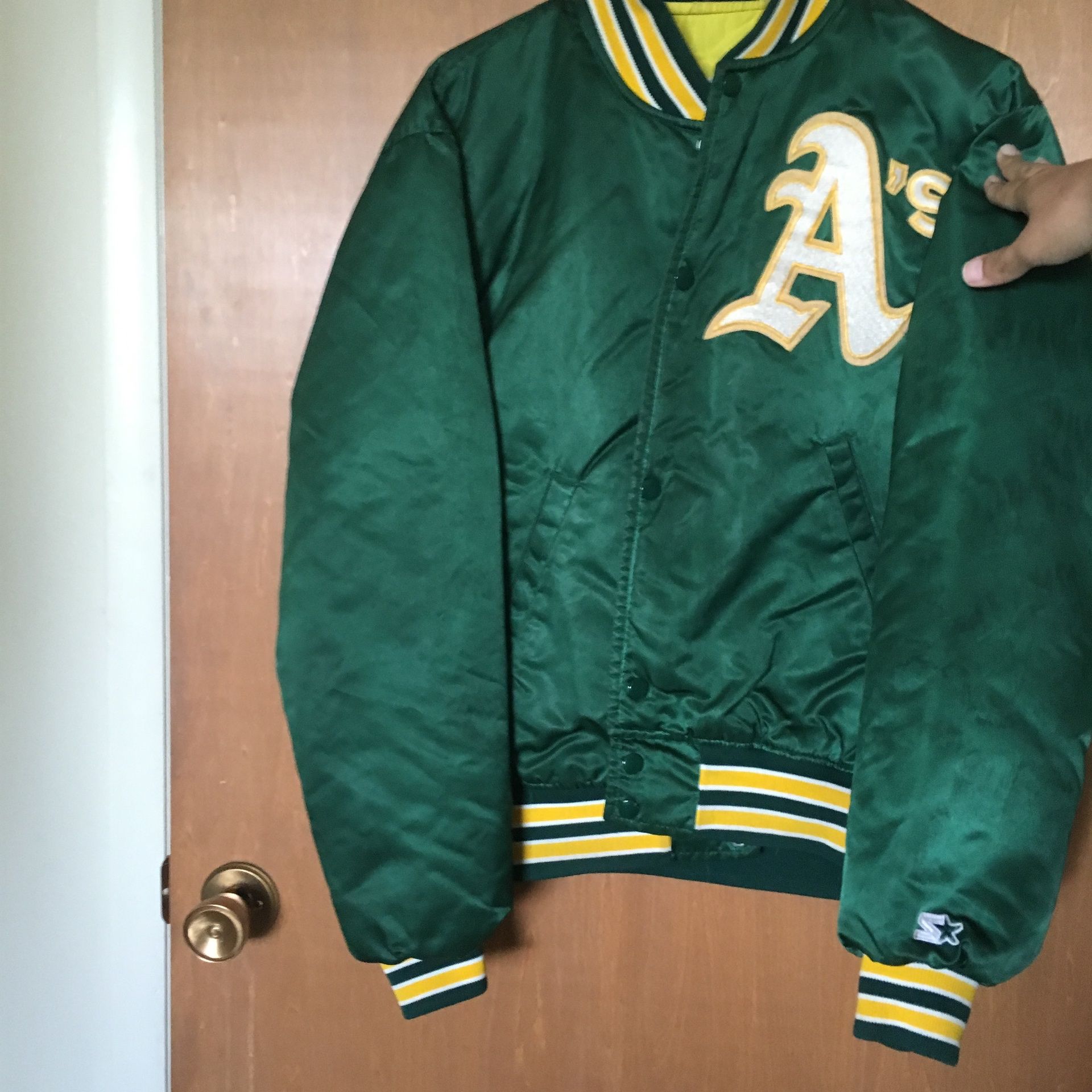 Oakland Athletics Vintage Starter Jacket M Rare 90s MLB Satin Bash 