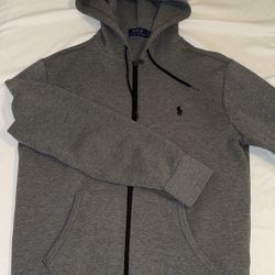 Grey Polo Ralph Lauren Fleece Hoodie Men SIZE SMALL