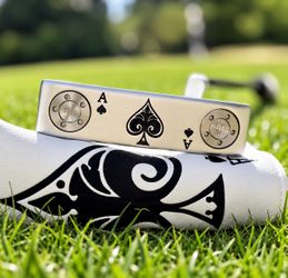 New Ace of Spades 35” RH Steel Blade Putter | Milled Face Silver w/ Headcover