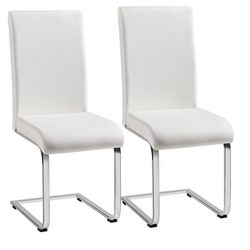 Set of 2 Dining Chairs Modern Kitchen Chairs High Back Faux Leather Dining Room Chairs Upholstered Armless Side Chairs with Metal Legs Home Kitchen Fu