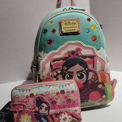 Loungefly Wreck It Ralph Vanellope Race car Backpack And Wallet Included ((RARE)) LIMITED EDITION 