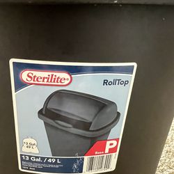 Sterilite 13 Gallon Trash Can, Plastic Swing Top Kitchen Trash Can, Black
