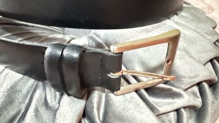 Black Leather Belt with Gold Buckle