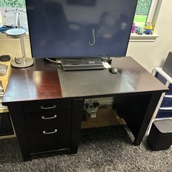 Dania Cherry Wood Three Drawer Desk