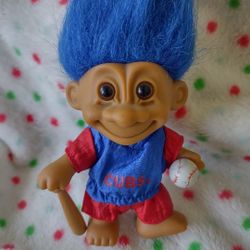 My Lucky Cubs Baseball Troll Doll - Blue Hair