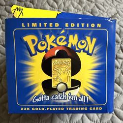Vintage 1999 Pokémon Poké Ball 23k Gold-Plated Pikachu Trading Card