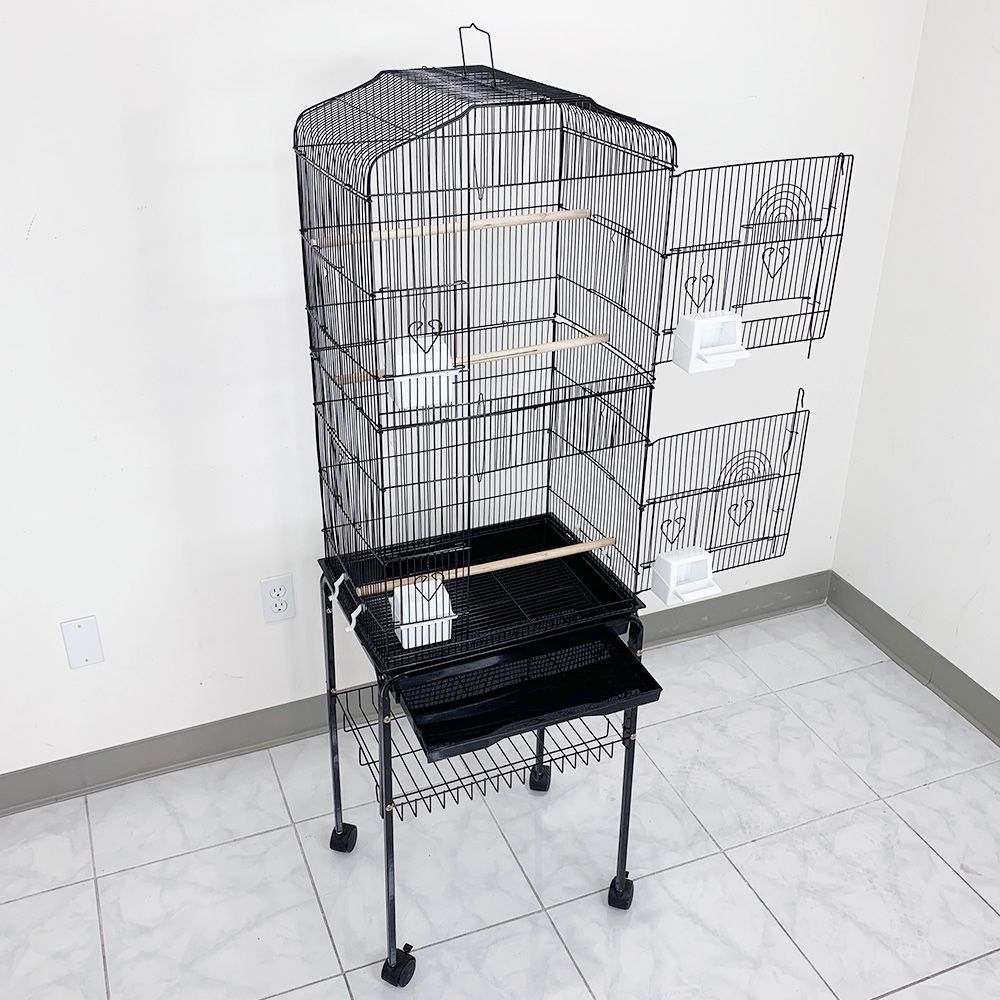 $55 (New) Small to medium bird cage 60” tall parrot parakeet cockatiel bird cage 18x14x60” rolling stand
