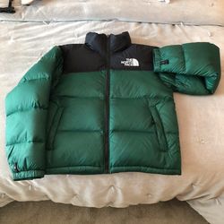 Green North Face Nuptse Jacket