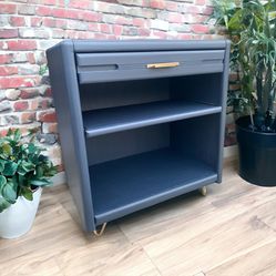 ✨ Blue Desk Table Cabinet On Hairpin Legs MCM 