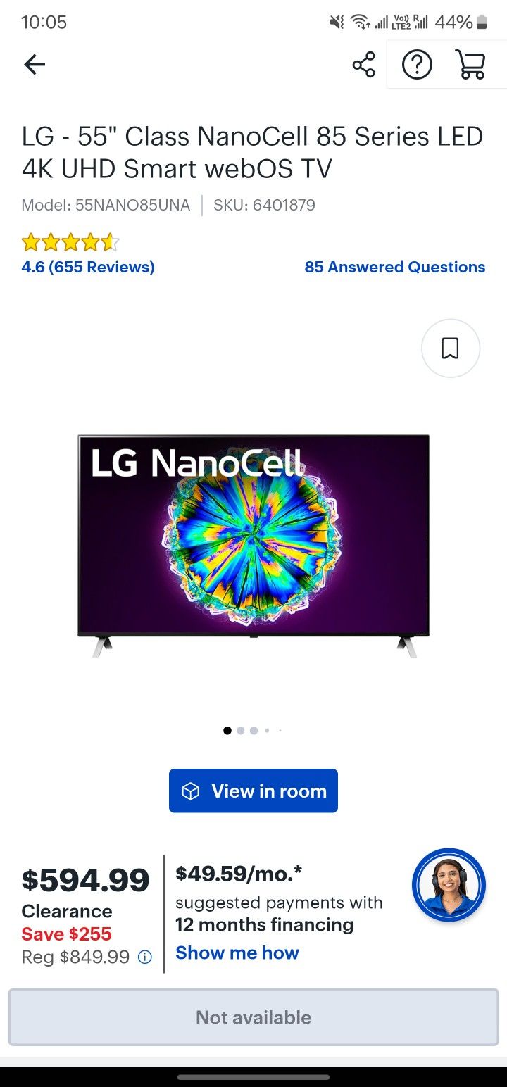 LG - 55" 55NANO85UNA LED 4K 120HZ UHD Smart webOS TV best for gaming