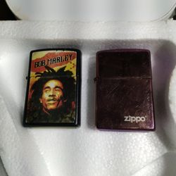 2 Zippo Lighters ...Bob Marley and Purple. make Offer