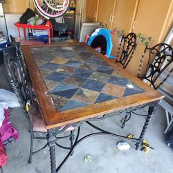 Dining Table Set w/ Tile Tabletop 