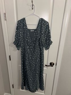 Abercrombie & Fitch Sage Green Spot Midi Dress - XL