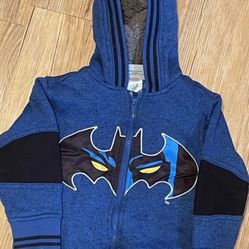 Kids Batman Hoodie Size 5/6 – Cozy Blue Zip-Up, Super Cool!
