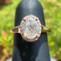 Gabriel & Co 14k rose gold 1.12CTW natural Oval Diamond Engagement ring sz 4.5 with GIA certificate