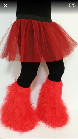 Halloween tutu with fluffy fuzzy leg warmer