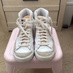 Nike high tops pink and white