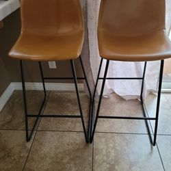 3 Brown Stool Chairs Brand New