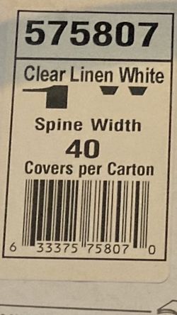 ๐ฆ๐ต๐ฑ๐ย 1" Clear Linen covers from Coverbind feature a spine and back made from 100lb white linen cover stock with a clear frosted front cover that a