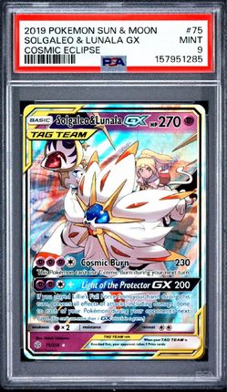 PSA 9 Solgaleo & Lunala GX Cosmic Eclipse #75