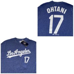 Los Angeles Dodgers #17 Shohei Ohtani Majestic Blue T Shirt Mens Large & XL New