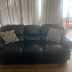 black leather couch
