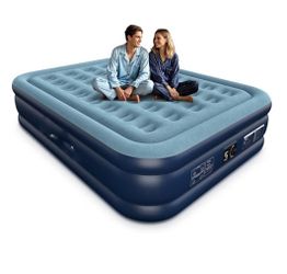 Twin Air Mattress with Built in Pump 16" Blow Up Mattress Raised Air Bed, 3 Mins Quick Self Inflatable with Storage Bag for Guest and Home(16" Queen)