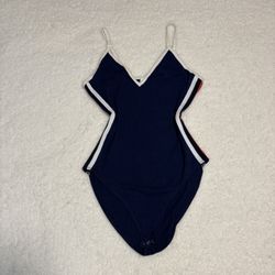 VS PINK Women Navy Varsity Cami Stripes Bodysuit 