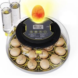Incubator for Hatching Eggs-18 Egg Capacity, Automatic Egg Turner, Temperature & Humidity Control, 360° Viewing for Chicken, Duck and Quail Eggs