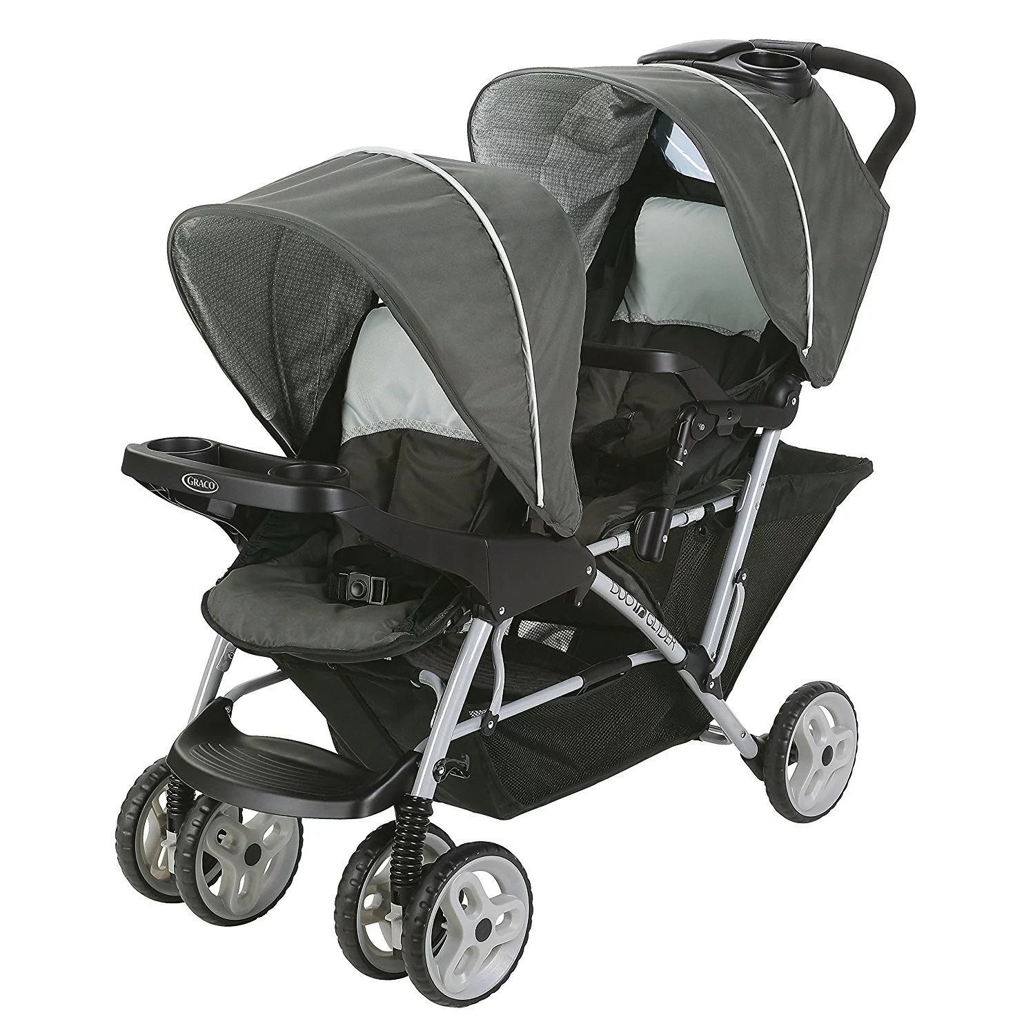 Baby Trend Sit N' Stand Easy Fold Travel Toddler & Baby Double Stroller, Stormy