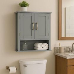 Teamson Home Grey Bathroom Wall Cabinet