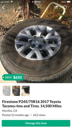 Firestone tires and 2017 Toyota Tacoma rims