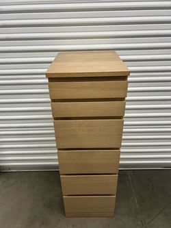 IKEA Malm 6-Drawer Tall Dresser Oak Veneer