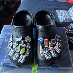 Crocs, W/24, “LA Dodgers” Charms, Classic Style, Unisex, Adult, Black, Clogs, Many Sizes, New With Tags, Great Gift 🎁