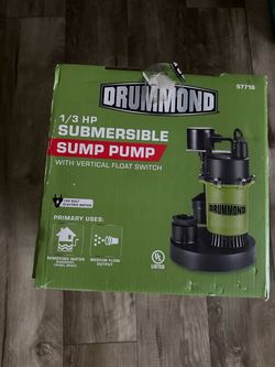 Drummond 1/3 HP Sump Pump – Never Used – Open Box