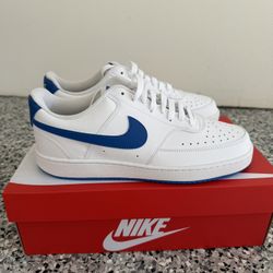 Nike Mens Shoes, White And Blue - Court Vision Low