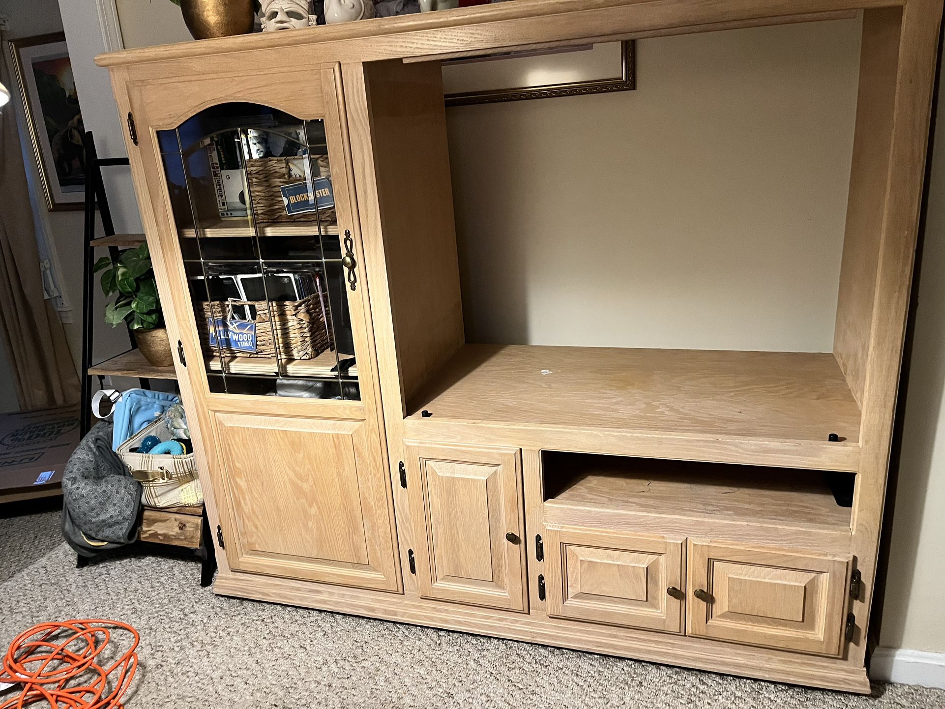 Modern, pale wood TV cabinet