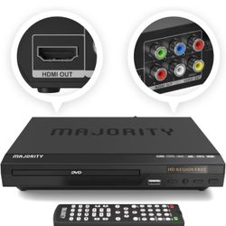 HDMI DVD Player for TV, 1080P Region Free DVD Players for TV, Slim Mini DVD Player with Remote Control, USB DVD Player with CD Compatibility, HDMI or